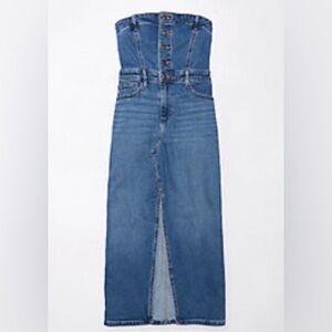 American Eagle Outfitters Blue Denim tube top midi dress